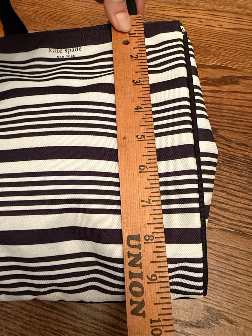 Kate Spade New York Black White Striped Insulated Lunch Tote Zip Cooler Bag
